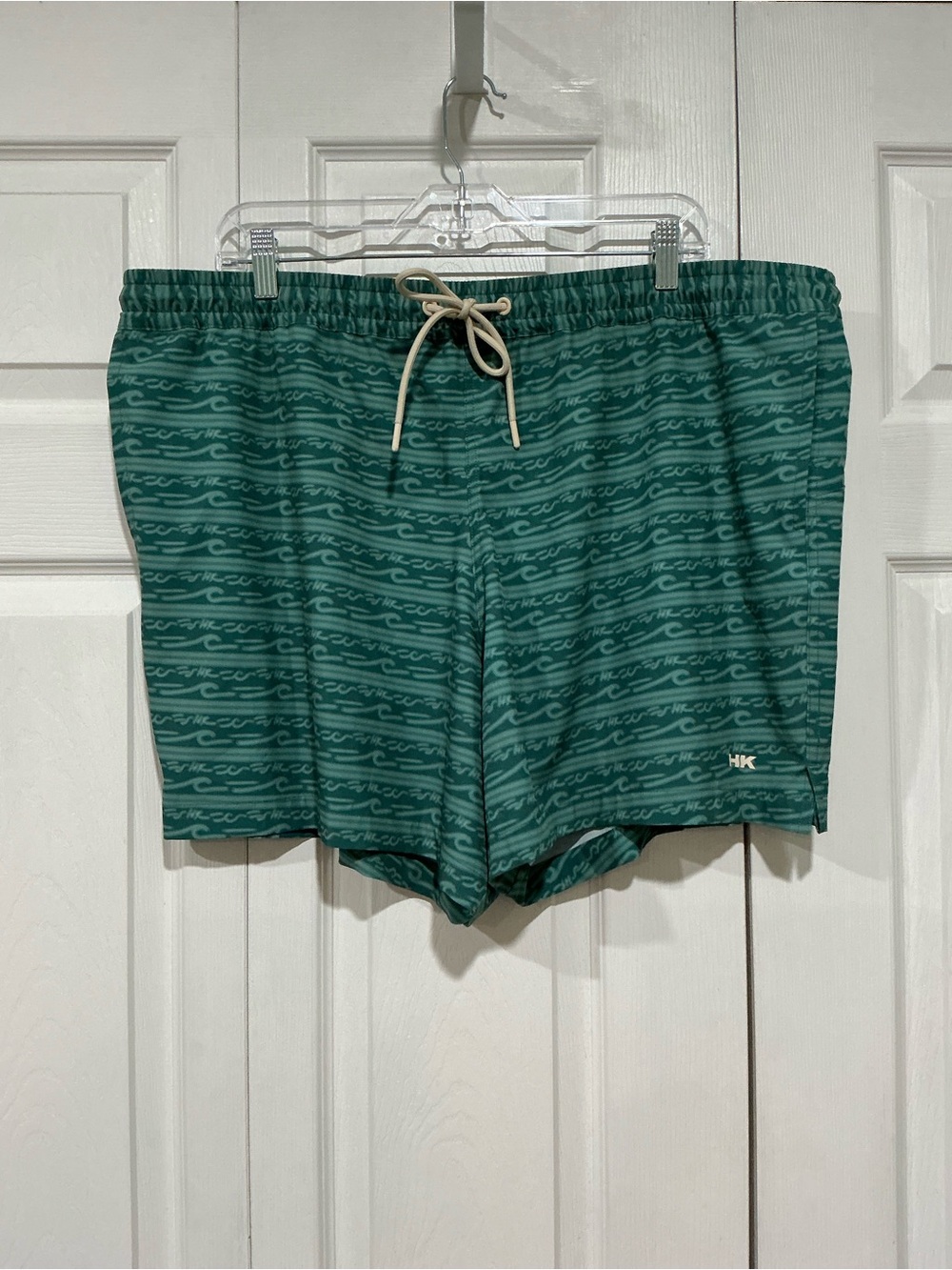 💙 Humankind Men’s Green Swimsuit Trunks Wave Pattern 2XL (01253)
